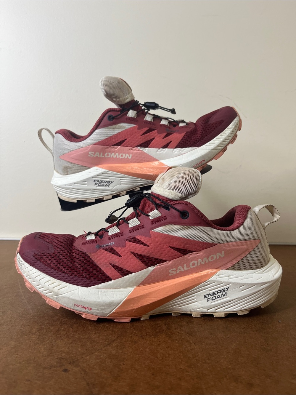 Salomon Women's Maroon & Coral Trail Running Shoes Sense Ride 5 GTX